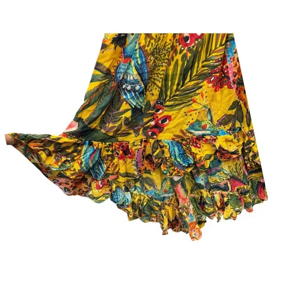 Farm Rio Women's Into The Wild Jungle Tropical Ruffle Dress Resort Boho XS‎ - Picture 7 of 10